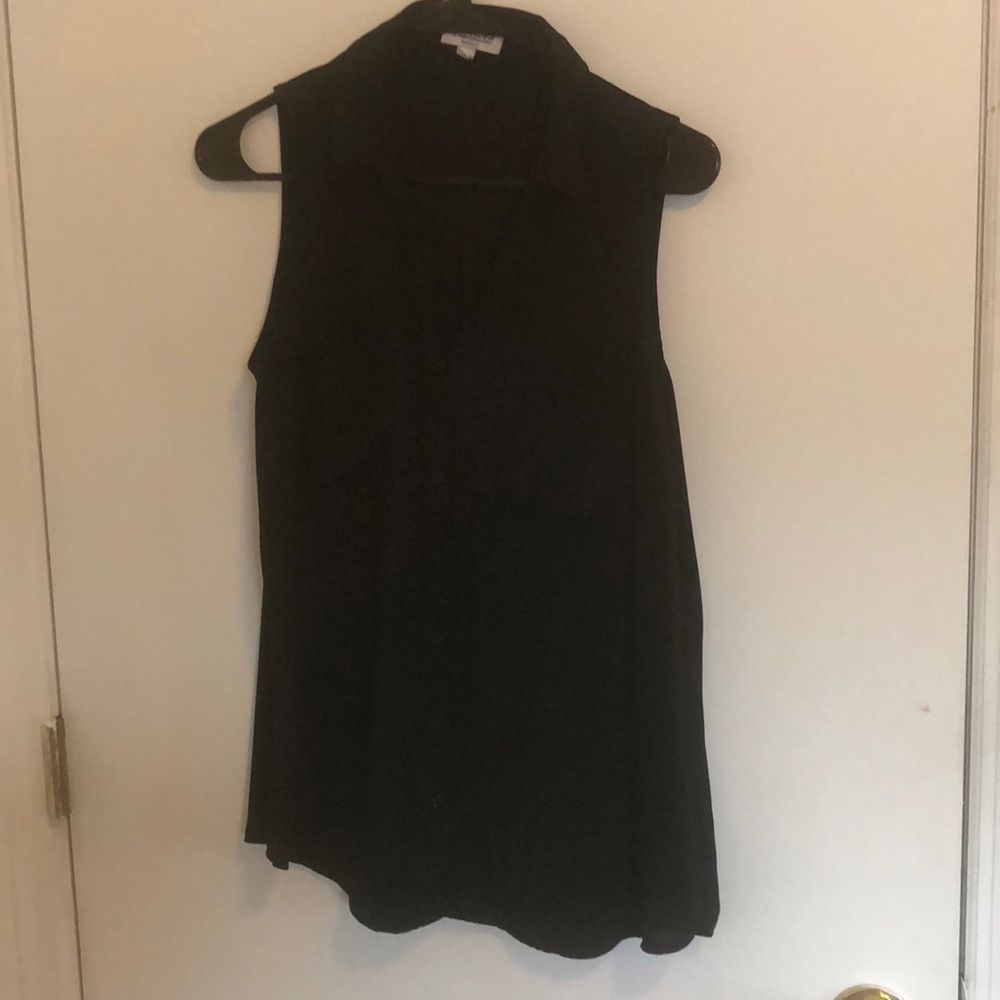Express Black Button Down Tank Blouse - image 1